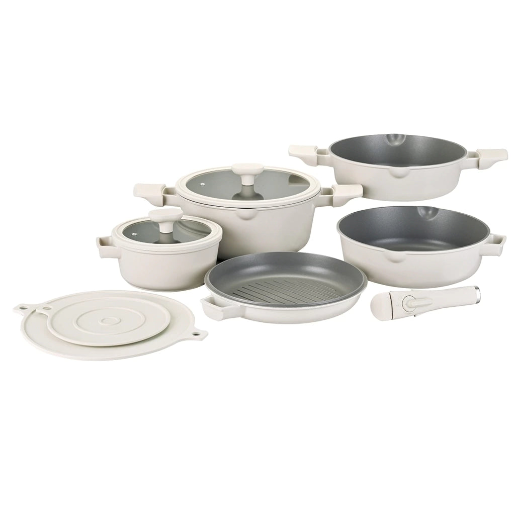Bateria de Cocina Antiadherente 10 en 1 de Aluminio Fundido
